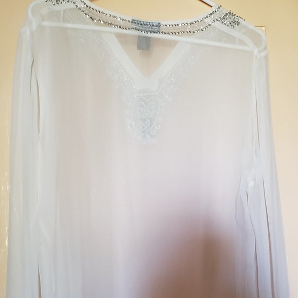 Carole Little Sheer Silk Top ** - Picture 4 of 5